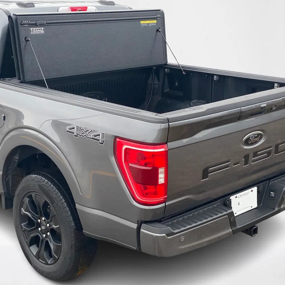 Teamz hard tri-fold tonneau cover flip up do not touch the truck cab and back window