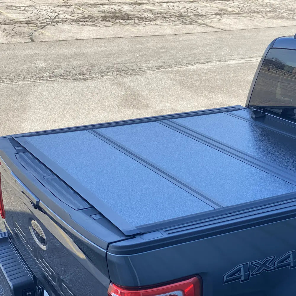 Teamz hard tri-fold tonneau cover view from rear right