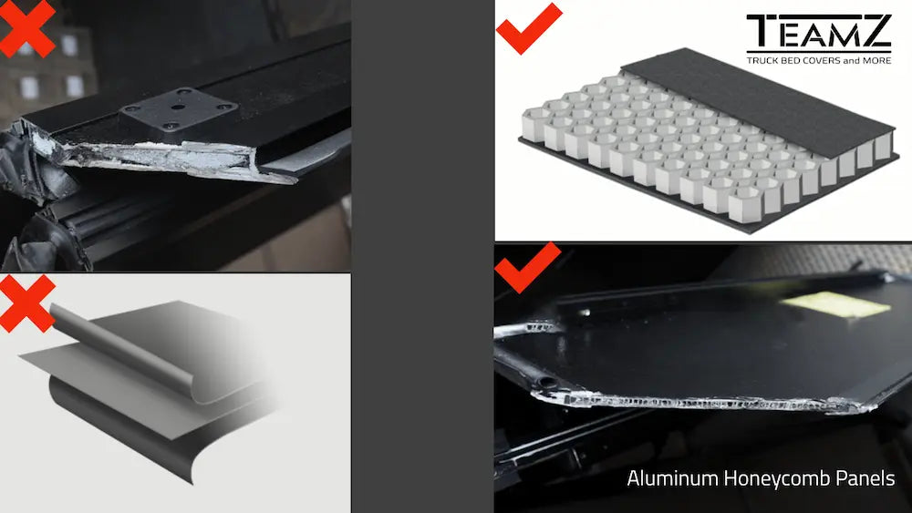 Teamz hard tonneau cover honeycomb aluminum panel